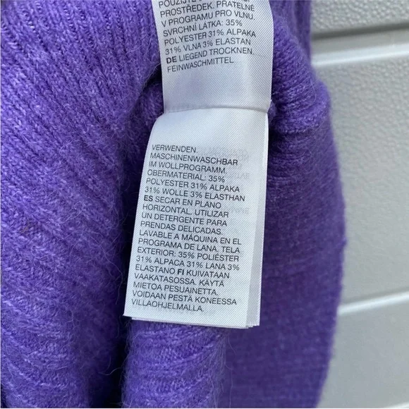 & Other Stories Oversized Turtleneck Knit Sweater Ribbed Alpaca Blend Purple - Picture 4 of 9